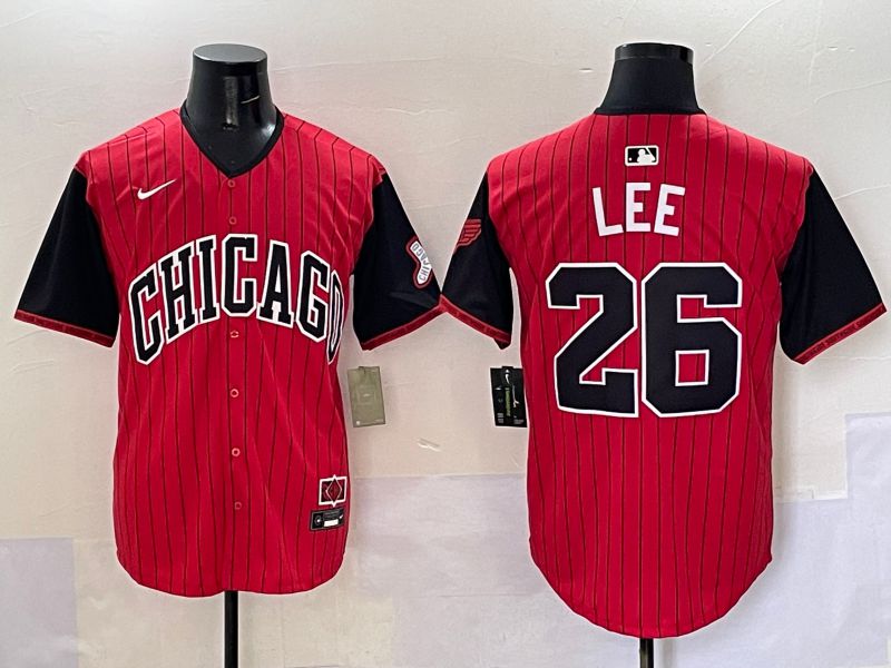 Men Chicago White Sox 26 Lee Red Stripe Joint Name Nike 2025 MLB Jersey style 1